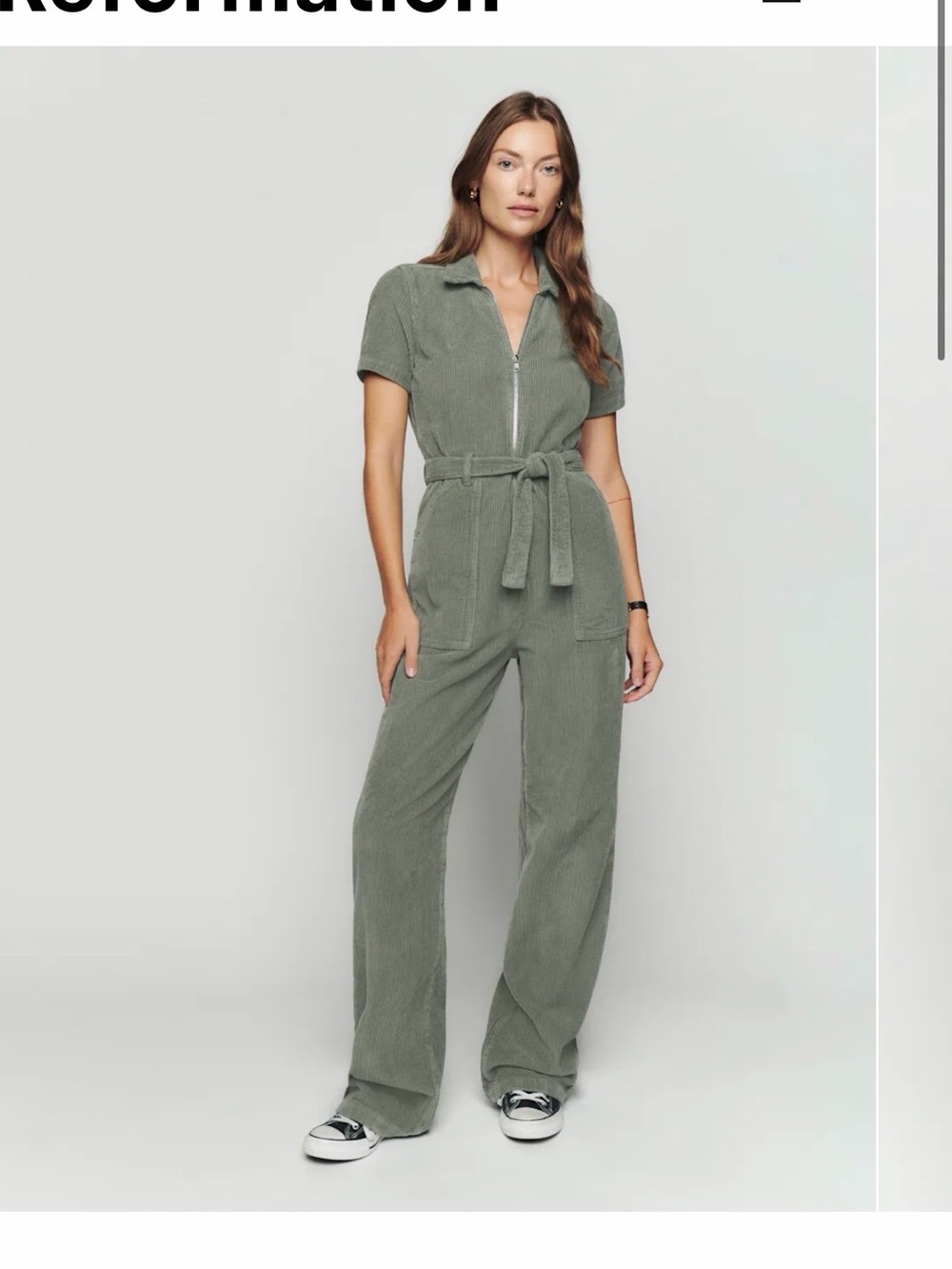 Reformation Cassidy Long Corduroy Jumpsuit